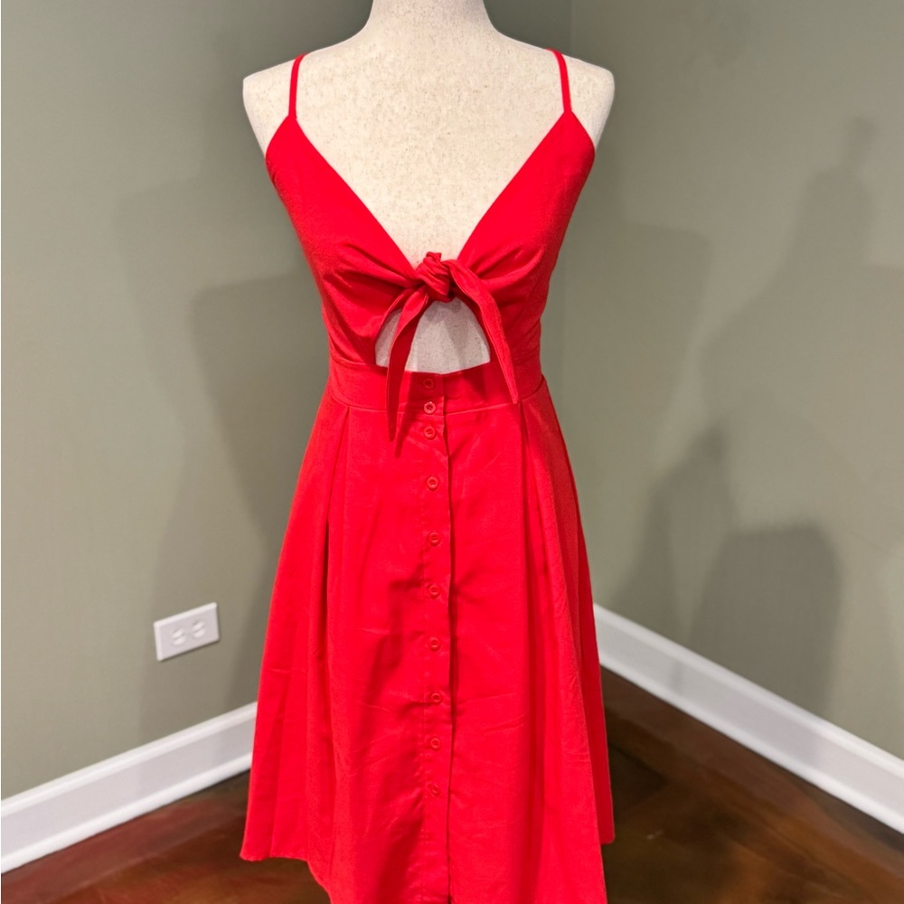 Wish Red Cut Out Tie Front Sundress